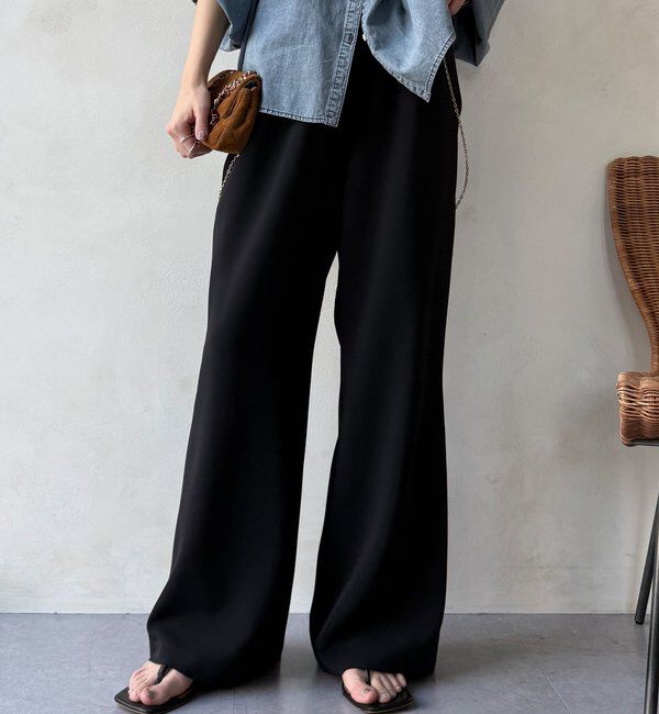  「【WEB限定/セットアップ対応】セミワイドフレアパンツ」|チノ|ブラック