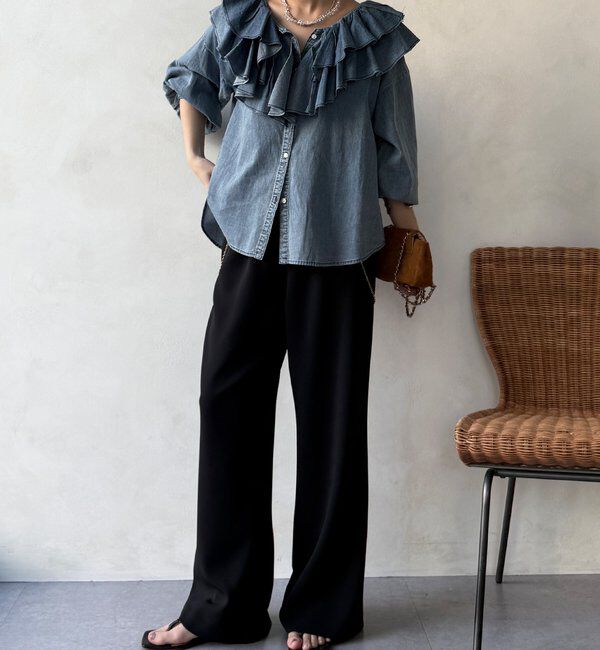  「【WEB限定/セットアップ対応】セミワイドフレアパンツ」|チノ|