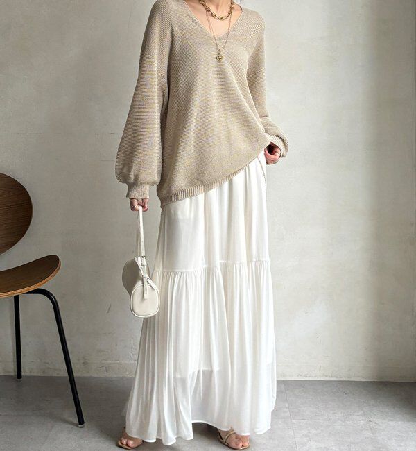  「ガーター深Vプルオーバー」|ニット・セーター|