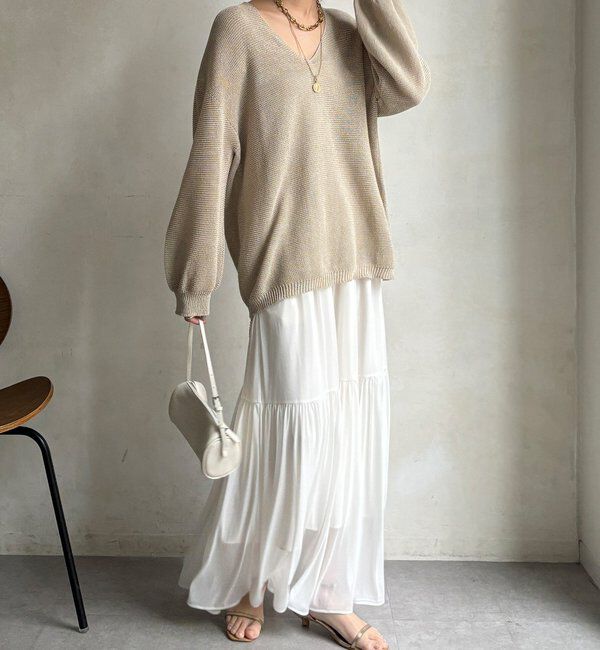  「ガーター深Vプルオーバー」|ニット・セーター|