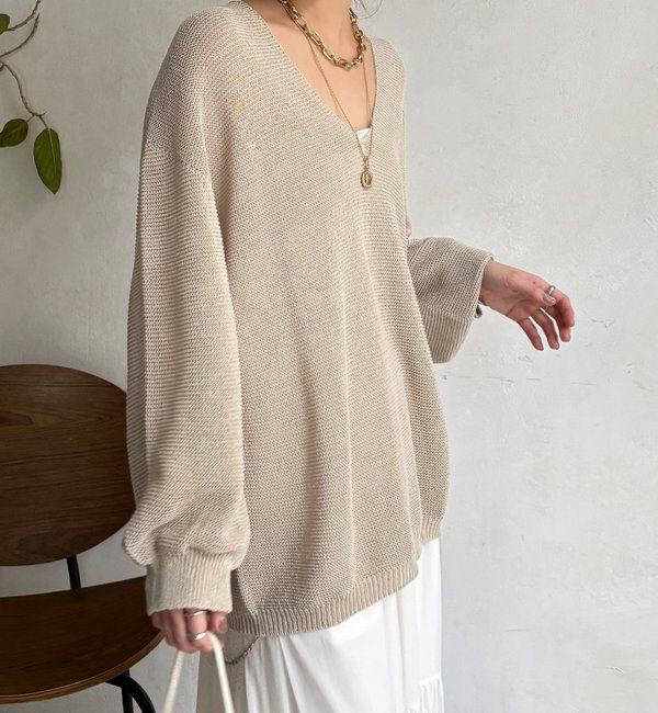  「ガーター深Vプルオーバー」|ニット・セーター|