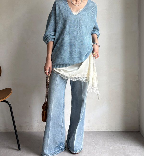  「ガーター深Vプルオーバー」|ニット・セーター|