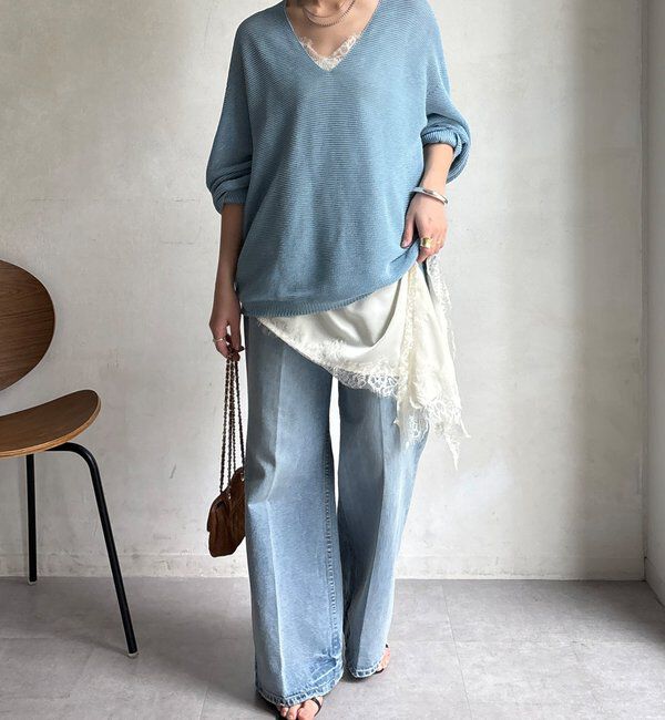  「ガーター深Vプルオーバー」|ニット・セーター|