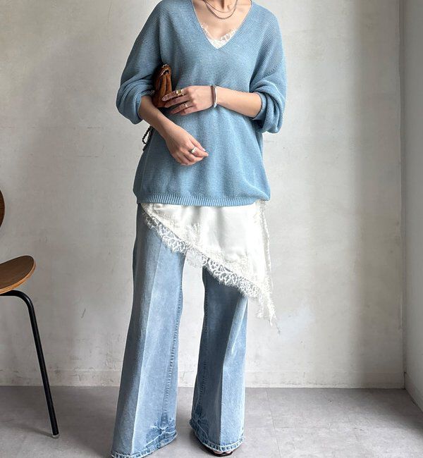  「ガーター深Vプルオーバー」|ニット・セーター|