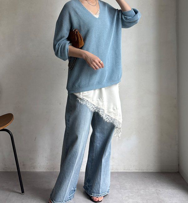  「ガーター深Vプルオーバー」|ニット・セーター|