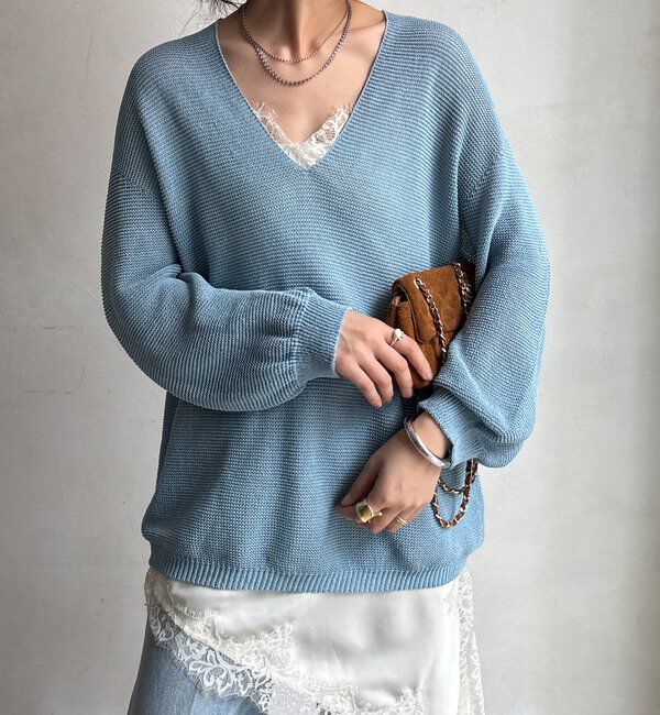  「ガーター深Vプルオーバー」|ニット・セーター|