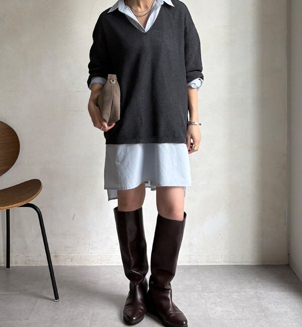 「ガーター深Vプルオーバー」|ニット・セーター|