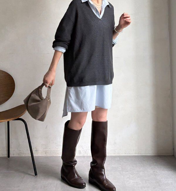 「ガーター深Vプルオーバー」|ニット・セーター|