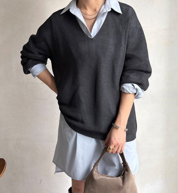  「ガーター深Vプルオーバー」|ニット・セーター|