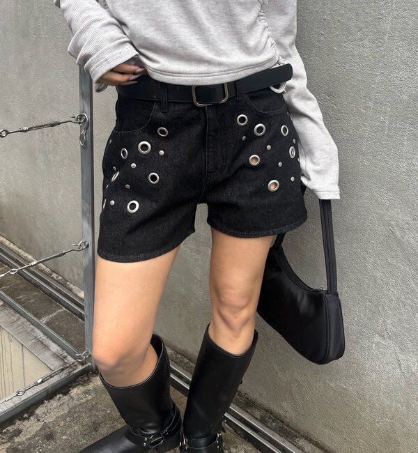  「アイレットデニムショートパンツ」|デニム|