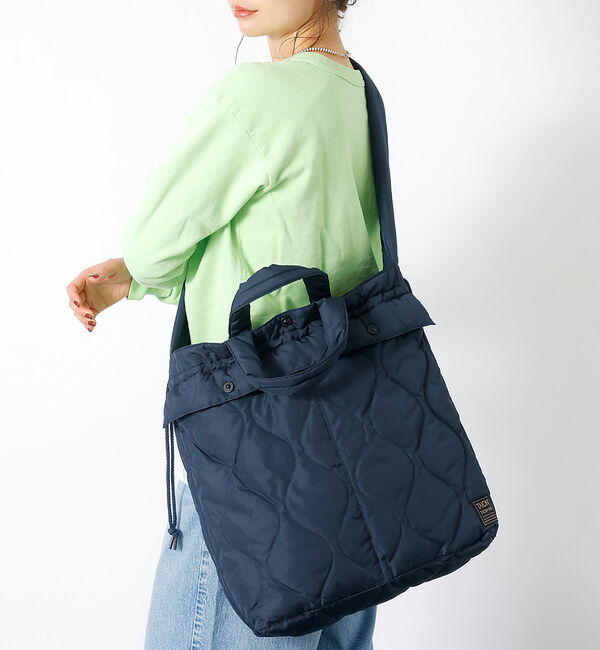 Rouge vif「【TAION / タイオン】ミリタリーダウンヘルメットバッグ / キルティング」|トートバッグ|ダークネイビー