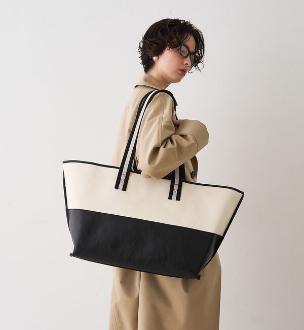 Rouge vif「【CHIMERE/シメール】キャンバス&times;合皮ワイドビックトート【予約】」|トートバッグ|