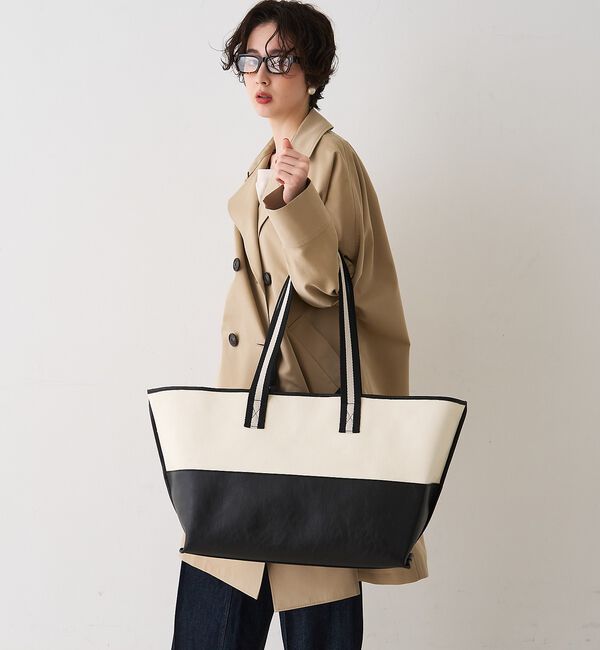 Rouge vif「【CHIMERE/シメール】キャンバス&times;合皮ワイドビックトート【予約】」|トートバッグ|