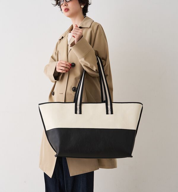 Rouge vif「【CHIMERE/シメール】キャンバス&times;合皮ワイドビックトート【予約】」|トートバッグ|