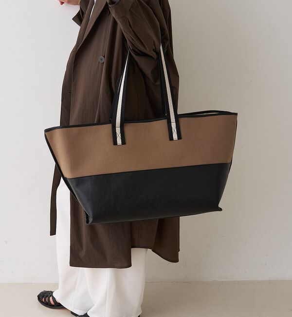 Rouge vif「【CHIMERE/シメール】キャンバス&times;合皮ワイドビックトート【予約】」|トートバッグ|