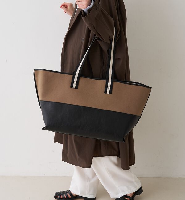 Rouge vif「【CHIMERE/シメール】キャンバス&times;合皮ワイドビックトート【予約】」|トートバッグ|