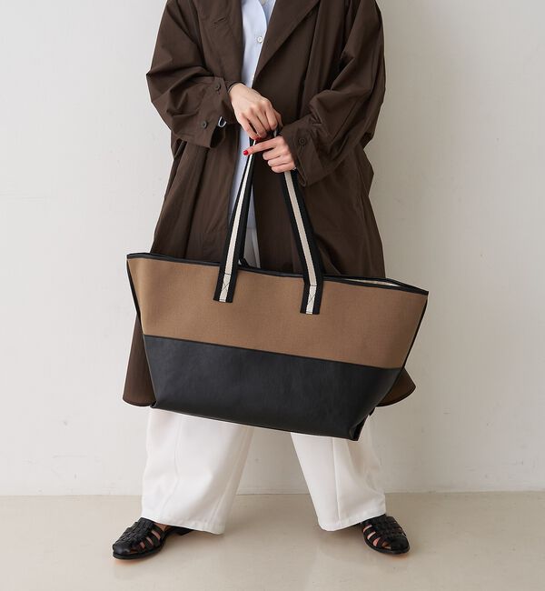 Rouge vif「【CHIMERE/シメール】キャンバス&times;合皮ワイドビックトート【予約】」|トートバッグ|