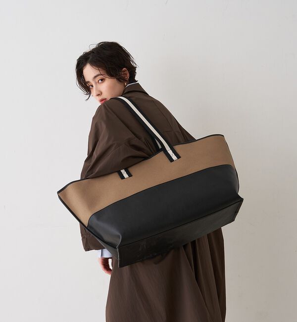 Rouge vif「【CHIMERE/シメール】キャンバス&times;合皮ワイドビックトート【予約】」|トートバッグ|