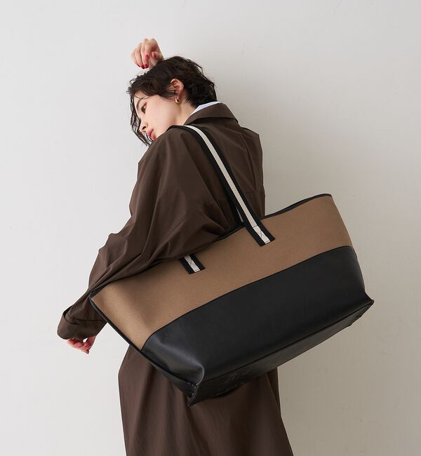 Rouge vif「【CHIMERE/シメール】キャンバス&times;合皮ワイドビックトート【予約】」|トートバッグ|