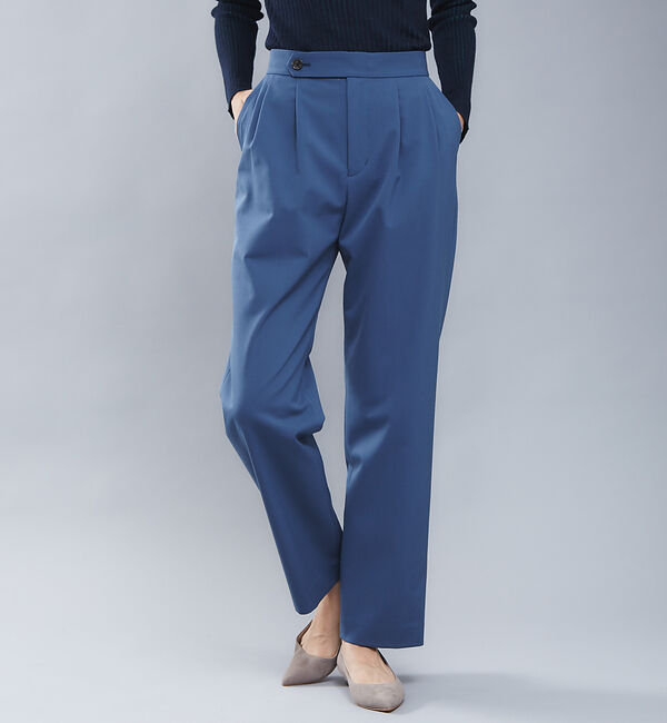 qualite「ウールギャバ2タックパンツ」|その他|ブルーグレー