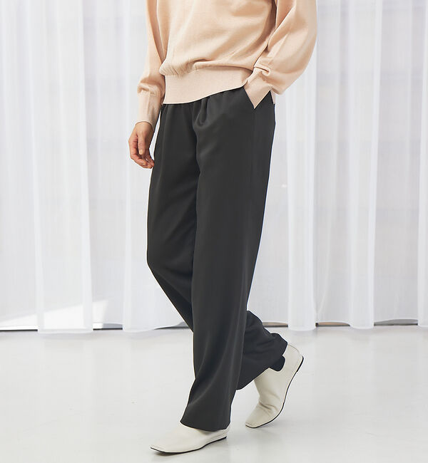 qualite「サテンストレートイージーパンツ」|その他|チャコールグレー