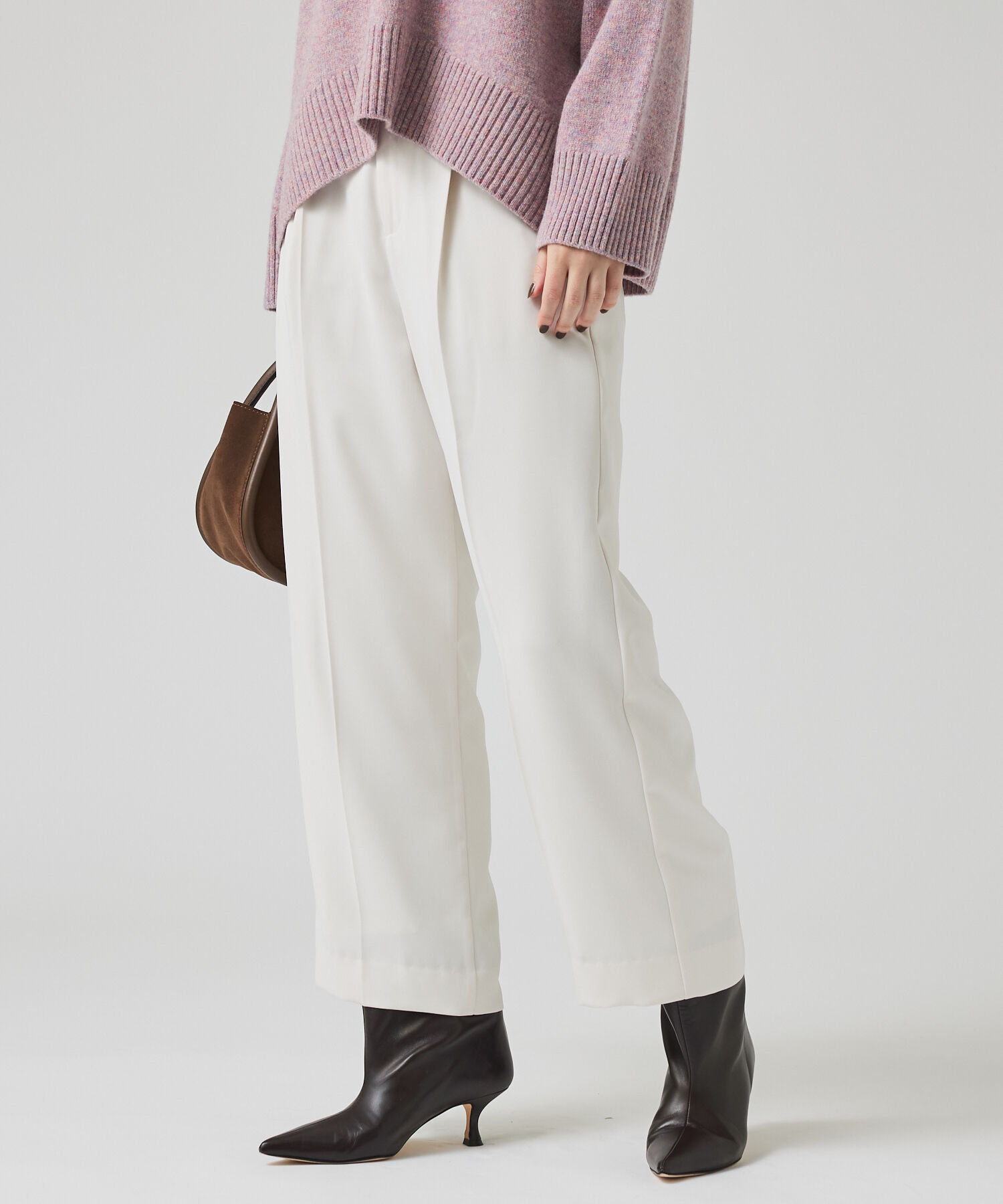 qualite「マットサテンストレートパンツ」|その他|アイボリー