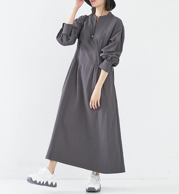 abahouse mavie「【大人のいちまんワンピ】ウエストタックワンピース」|ワンピース|チャコールグレー