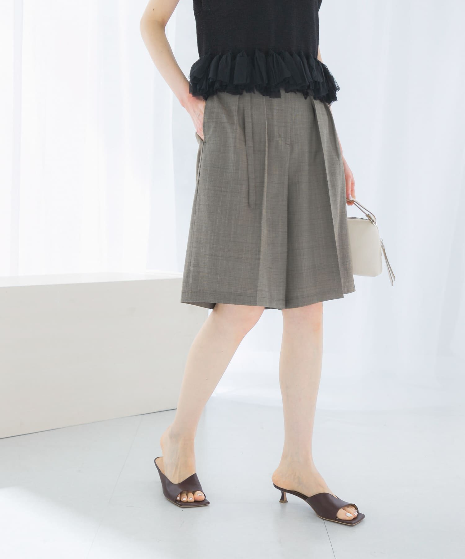 URBAN RESEARCH ROSSO「リネンライクハーフパンツ」|その他|ブラウン