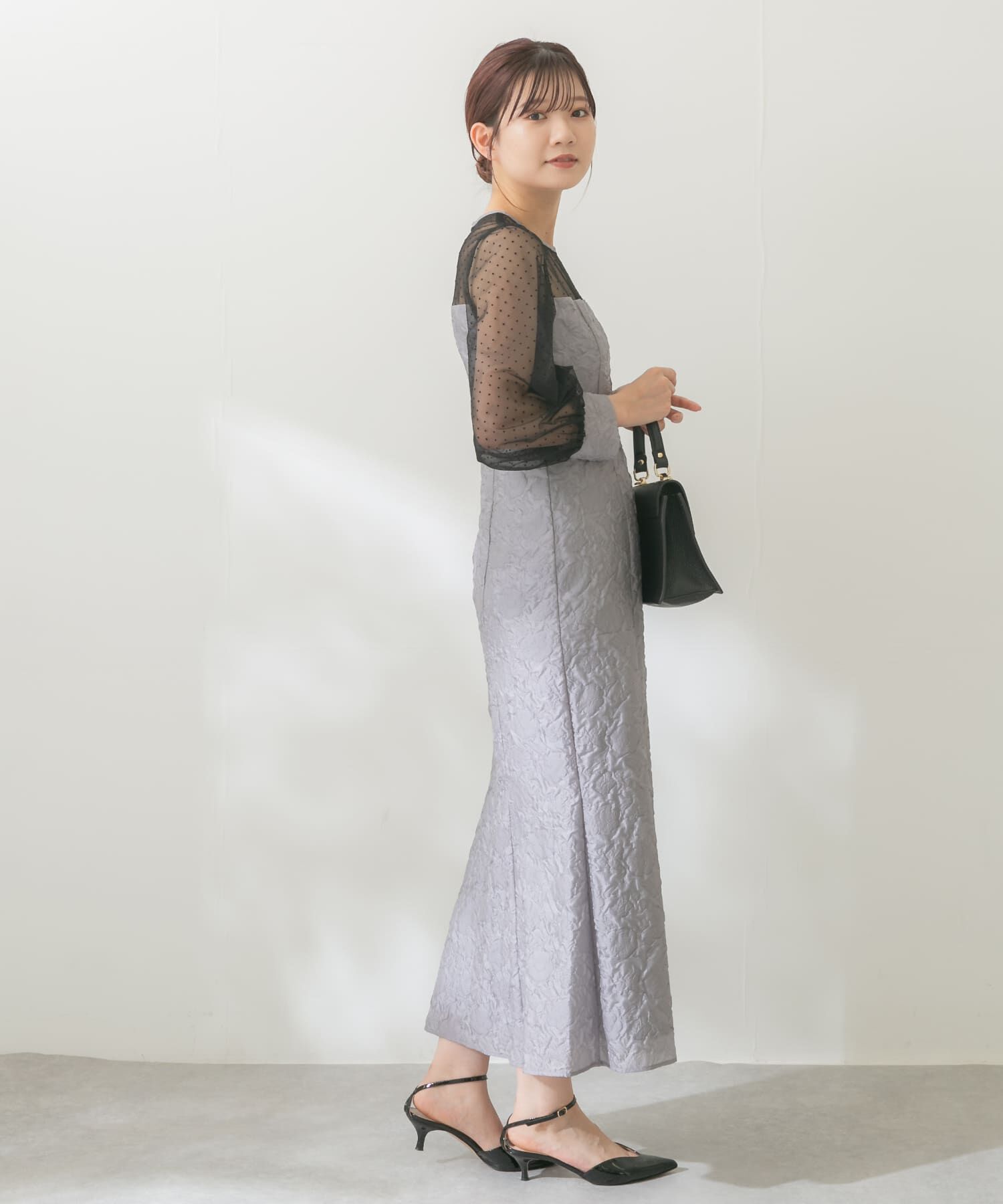 URBAN RESEARCH ROSSO「kaene　エンボスフラワードットミックスドレス」|ワンピース|