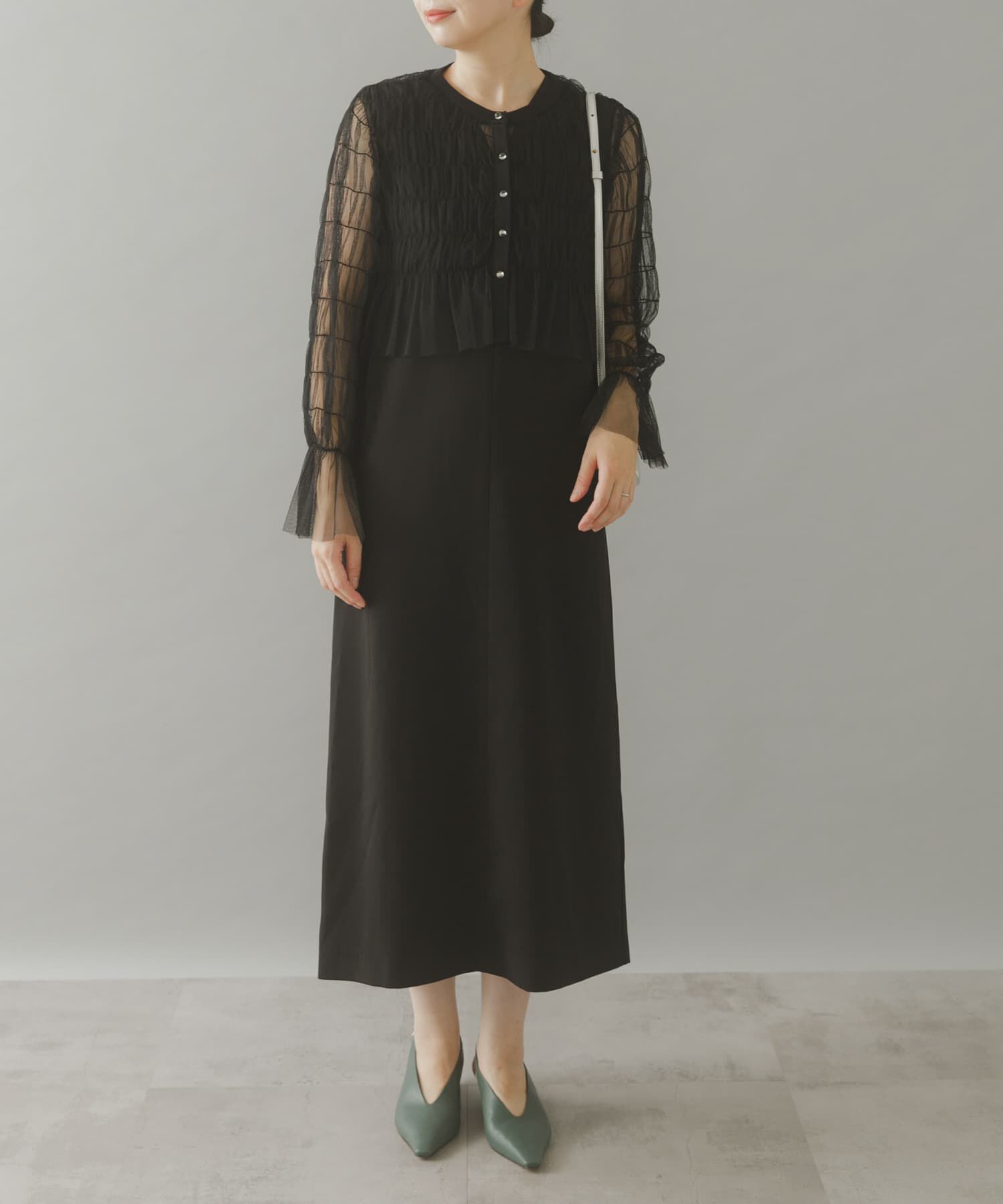 URBAN RESEARCH ROSSO「チュールカーディガン&times;レイヤードワンピース」|ワンピース|