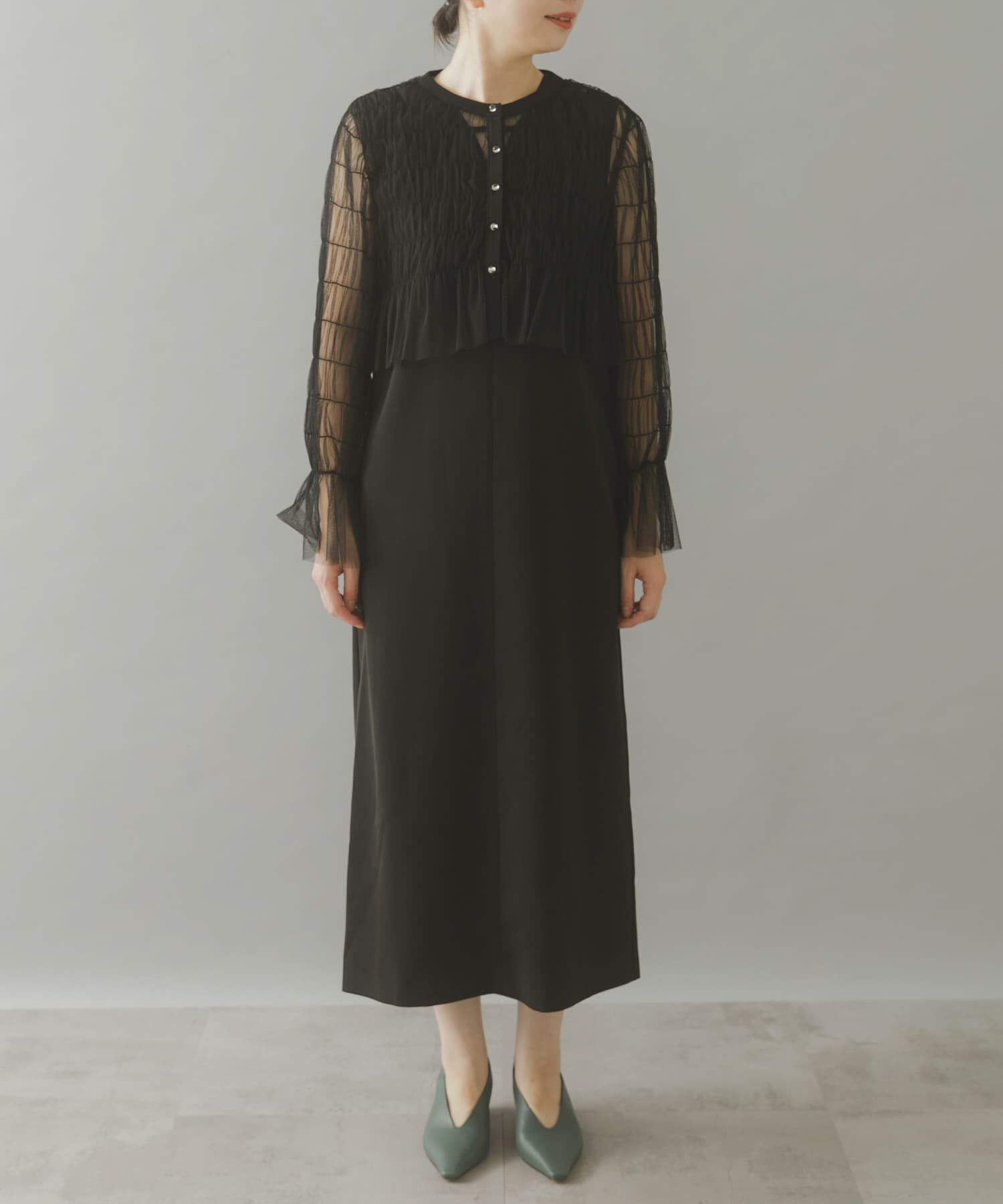 URBAN RESEARCH ROSSO「チュールカーディガン&times;レイヤードワンピース」|ワンピース|