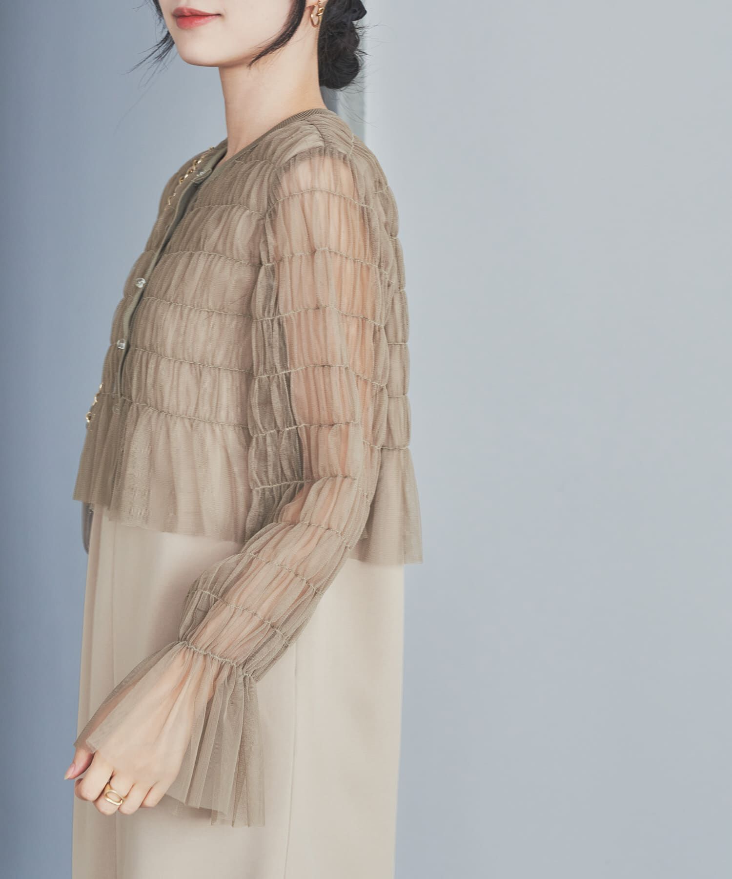 URBAN RESEARCH ROSSO「チュールカーディガン&times;レイヤードワンピース」|ワンピース|