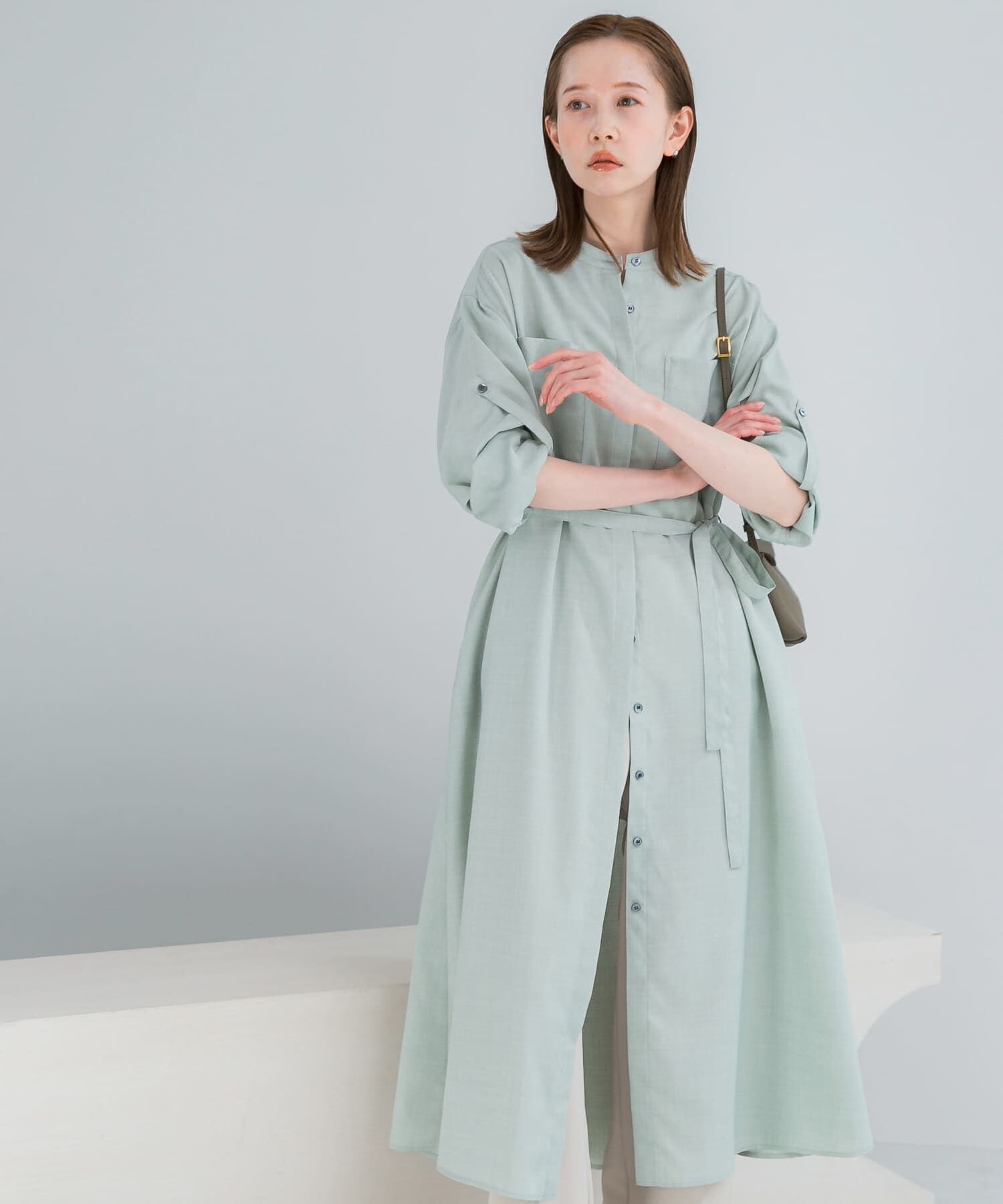 URBAN RESEARCH ROSSO「ウォッシャブルリネンライクシャツワンピース」|ワンピース|