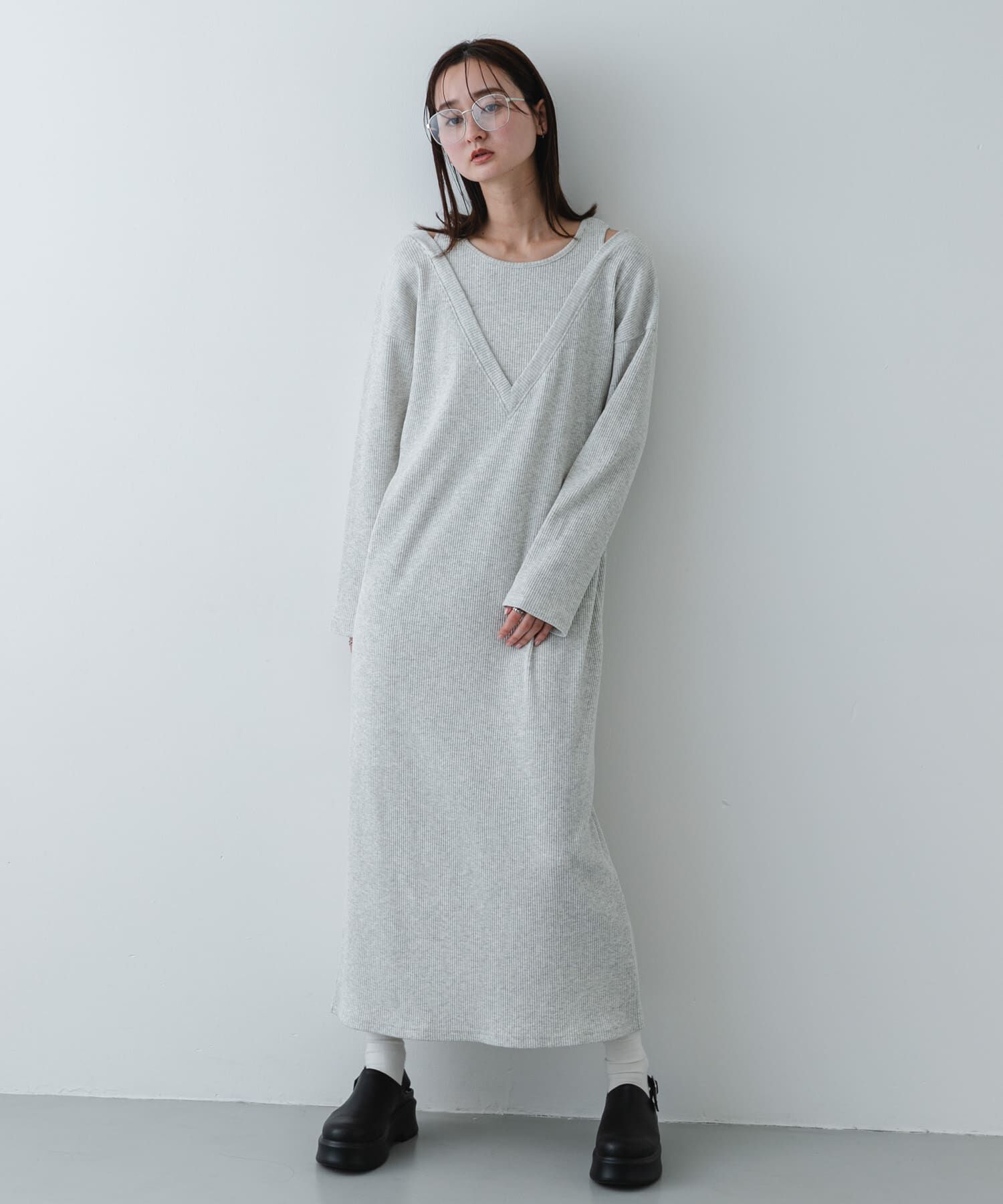 SENSE OF PLACE by URBAN RESEARCH「レイヤードネックリブワンピース」|ワンピース|