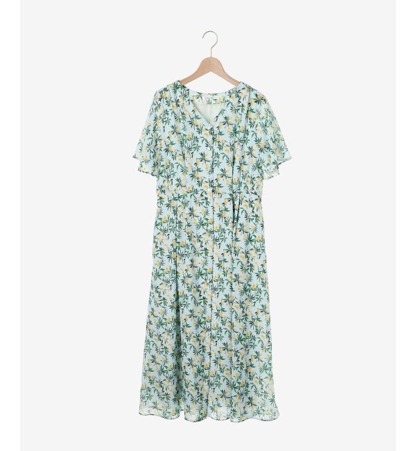  「レモンプリントVネックワンピース」|ワンピース|