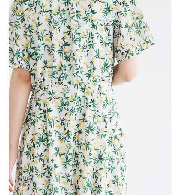  「レモンプリントVネックワンピース」|ワンピース|