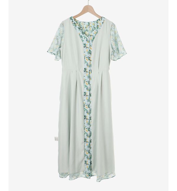  「レモンプリントVネックワンピース」|ワンピース|