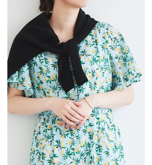  「レモンプリントVネックワンピース」|ワンピース|