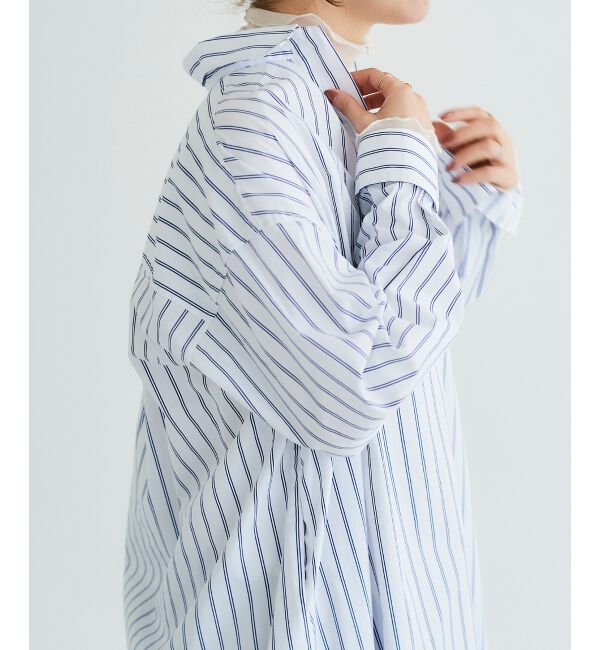 le.coeur blanc「《WEB限定アイテム》ストライプスキッパーシャツワンピース」|ワンピース|