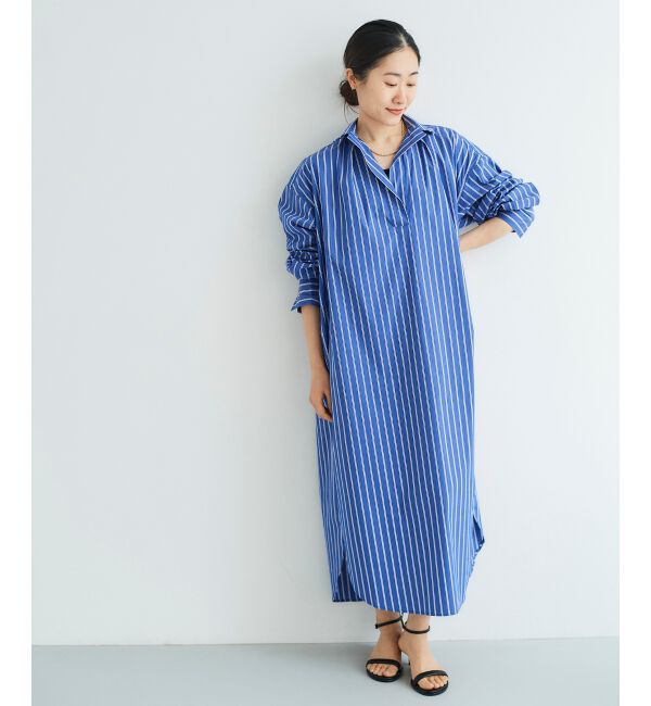 le.coeur blanc「《WEB限定アイテム》ストライプスキッパーシャツワンピース」|ワンピース|