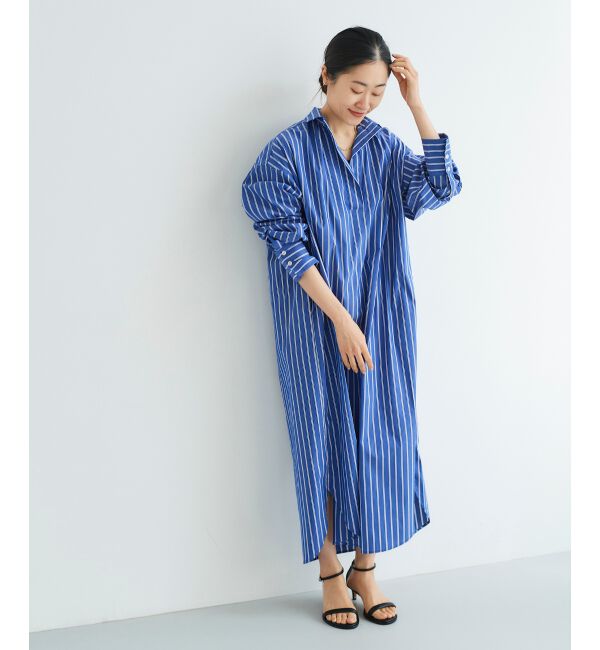 le.coeur blanc「《WEB限定アイテム》ストライプスキッパーシャツワンピース」|ワンピース|