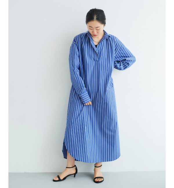 le.coeur blanc「《WEB限定アイテム》ストライプスキッパーシャツワンピース」|ワンピース|