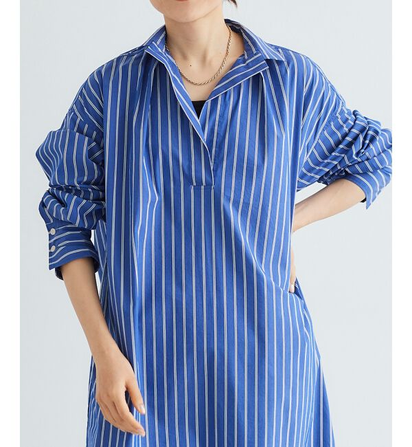 le.coeur blanc「《WEB限定アイテム》ストライプスキッパーシャツワンピース」|ワンピース|