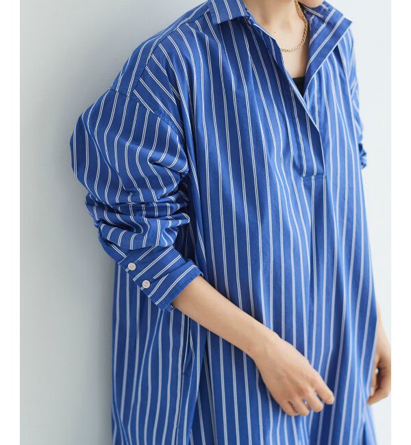 le.coeur blanc「《WEB限定アイテム》ストライプスキッパーシャツワンピース」|ワンピース|