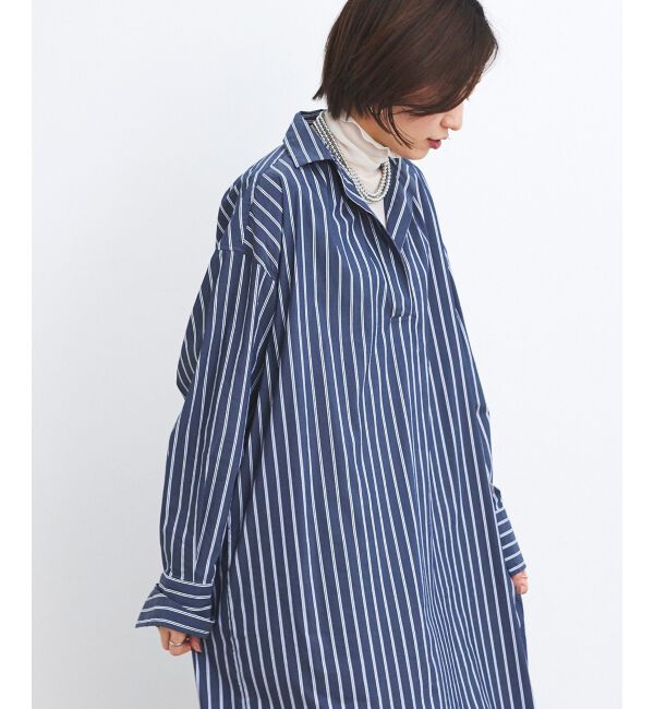 le.coeur blanc「《WEB限定アイテム》ストライプスキッパーシャツワンピース」|ワンピース|