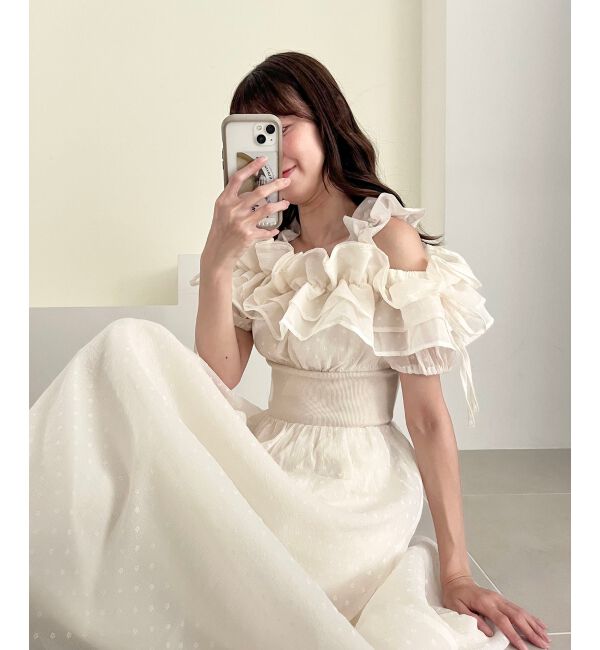 MAJESTICLEGON「ミルフィーユフリルコルセットワンピ」|ワンピース|オフ／柄