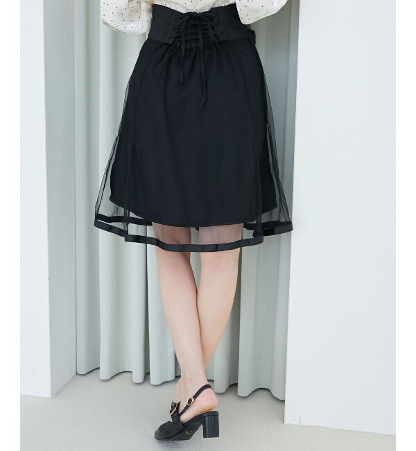 MAJESTICLEGON「バックレースアップフレアスカート」|フレア|