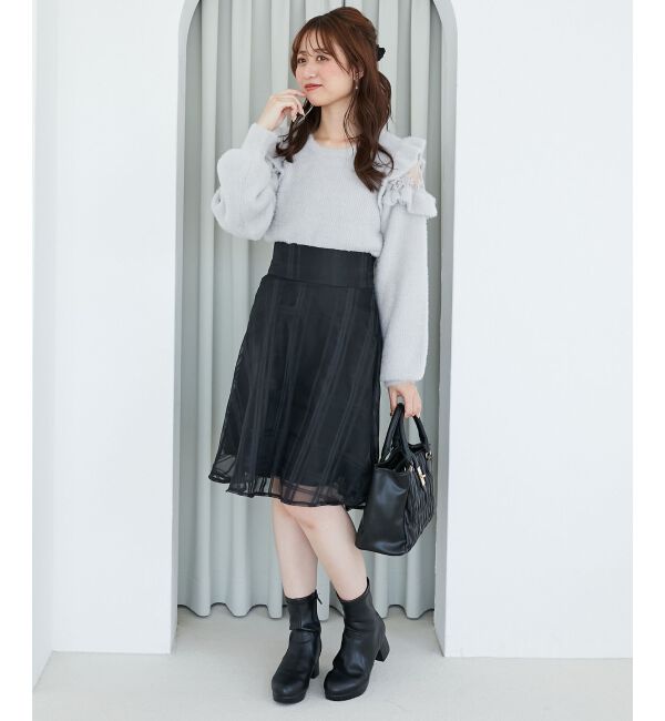 MAJESTICLEGON「バックレースアップフレアスカート」|フレア|