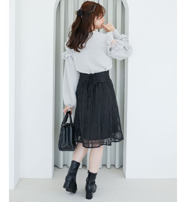 MAJESTICLEGON「バックレースアップフレアスカート」|フレア|