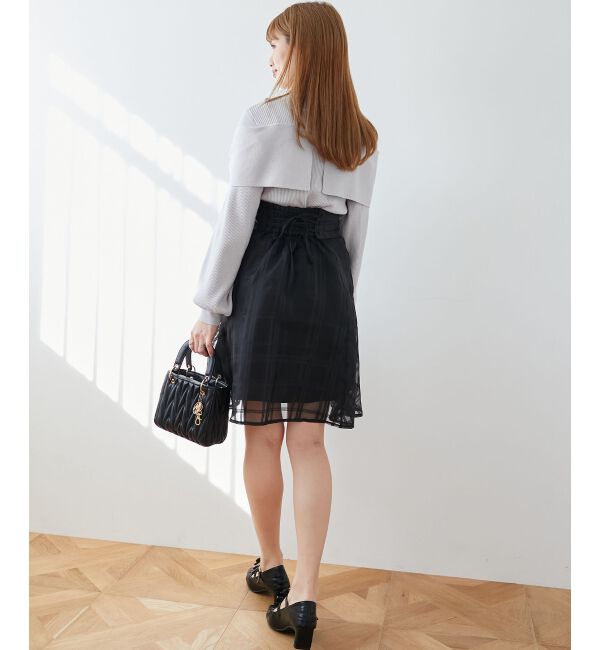MAJESTICLEGON「バックレースアップフレアスカート」|フレア|